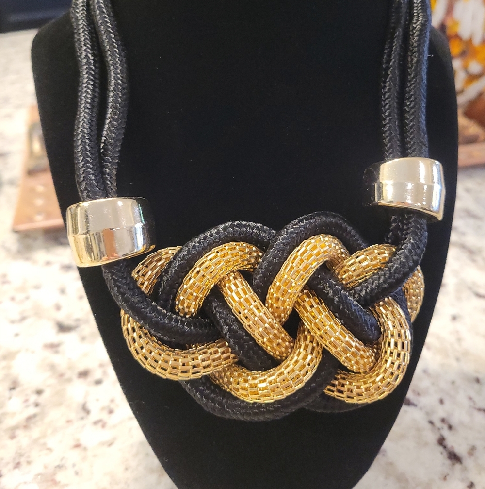 Gold and Black Knot Necklace